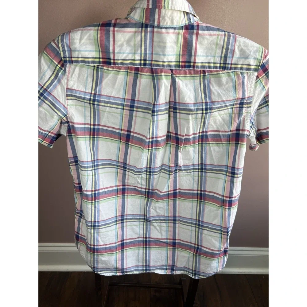 Ralph Lauren Polo Boys Plaid Button Button Short Sleeve Shirt Size Large (14-16)